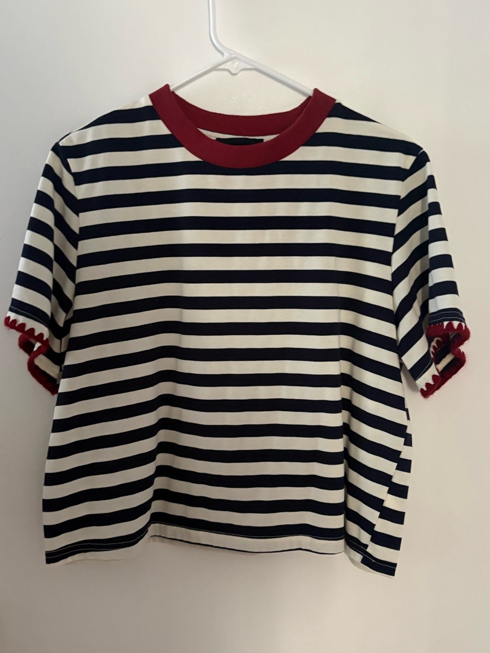 Cider Striped Short Sleeve Tee with Red Trim